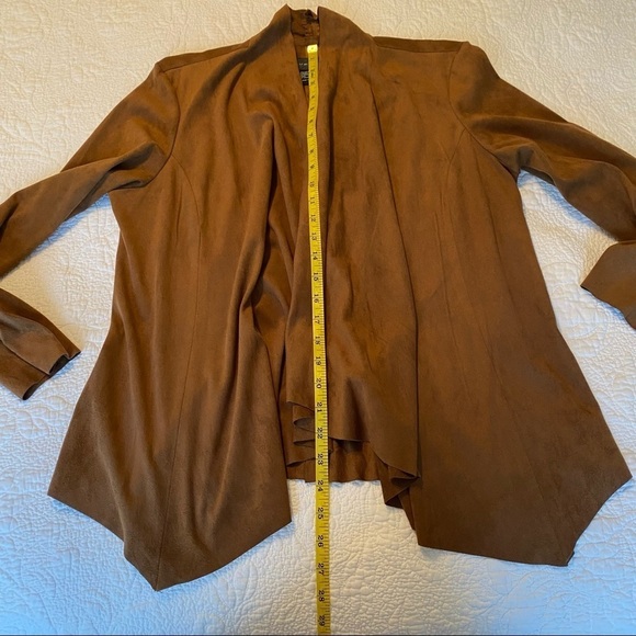 Live A Little Faux Suede Drape Front Brown Jacket NEW - Large - Picture 10 of 11